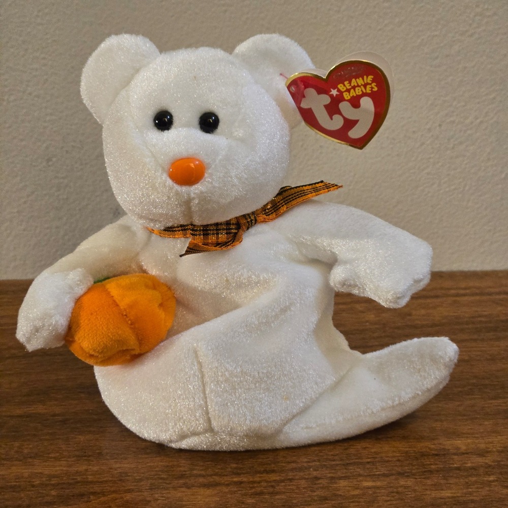 Ty Beanie Babies Phantom Ghost Bear Borders Exclusive Halloween Plush 2006
